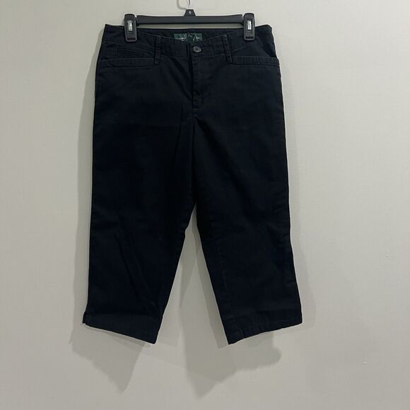Lauren Jeans Co Ralph Lauren Capri Black Cropped Pants Size 6‎ - Picture 1 of 6